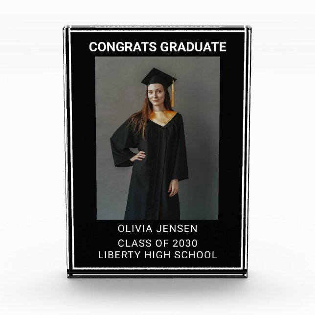 Modern Calligraphy Photo Graduation Acrylic Award (Front)