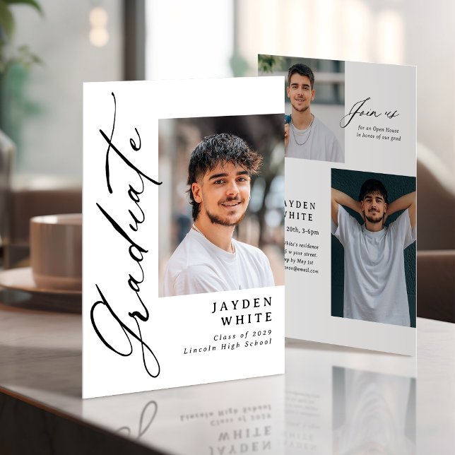 Modern Calligraphy Photo Graduation Announcement (Modern Calligraphy Photo Graduation Announcement)