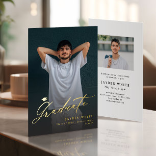 Modern Calligraphy Photo Graduation Announcement