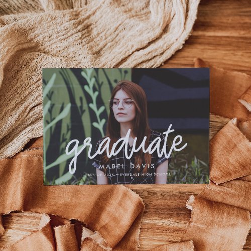 Modern calligraphy Photo graduation announcement