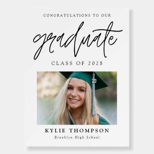 Modern Calligraphy Photo Graduation Banner Foam Board 