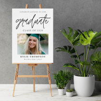 Modern Calligraphy Photo Graduation Banner Foam Board