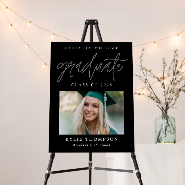 Modern Calligraphy Photo Graduation Black Foam Board (In Situ (Stand))