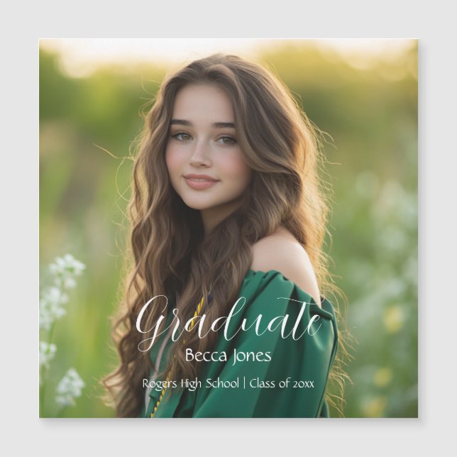 Modern Calligraphy Photo Graduation Magnet (Front)