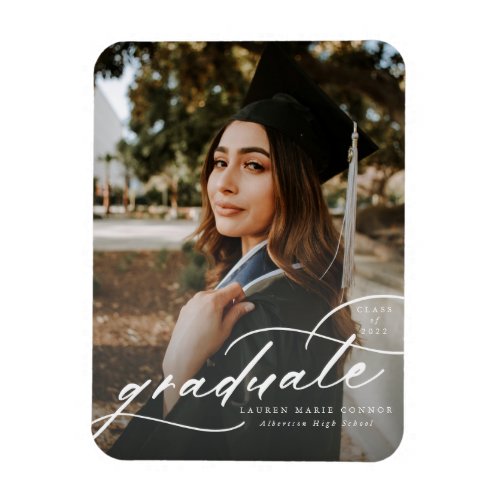 Modern Calligraphy Photo Graduation Magnet 