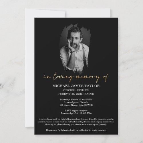 Modern Calligraphy Photo In Loving Memory Funeral  Invitation