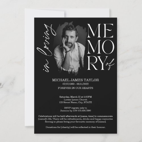Modern Calligraphy Photo In Loving Memory Funeral