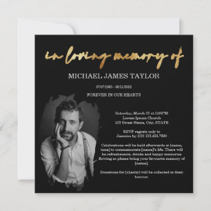 Modern Calligraphy Photo In Loving Memory Funeral  Invitation