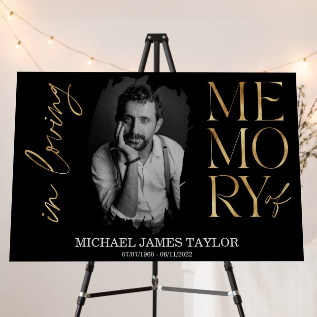 Modern Calligraphy Photo In Loving Memory Keepsake Foam Board (In Situ (Stand))