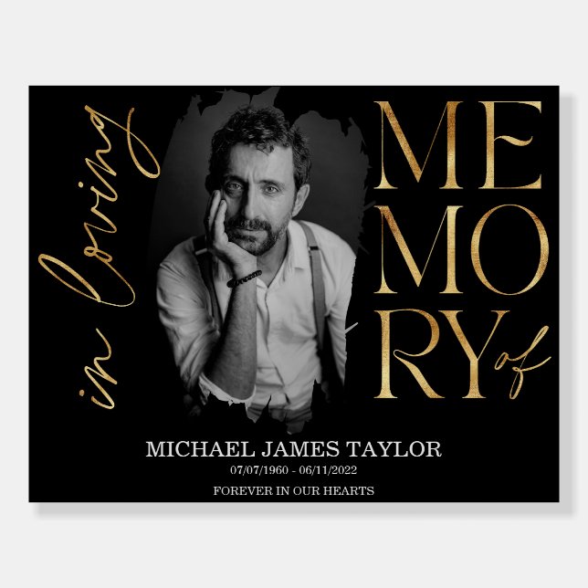 Modern Calligraphy Photo In Loving Memory Keepsake Foam Board (Front)