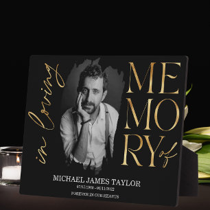 Modern Calligraphy Photo In Loving Memory Keepsake Plaque