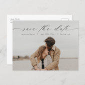 Modern Calligraphy Photo Save the Date Postcard (Front/Back)