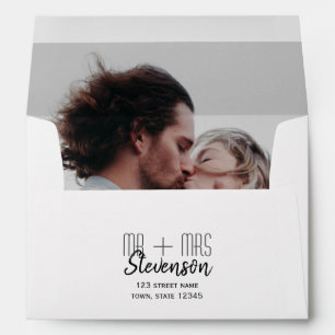 Modern Calligraphy Photo Wedding Envelope