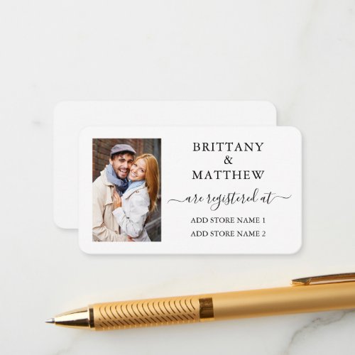Modern Calligraphy Photo Wedding Registry Enclosure Card