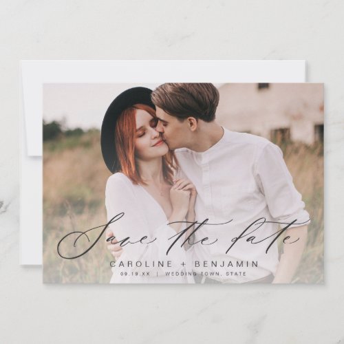 Modern calligraphy photo wedding save the date