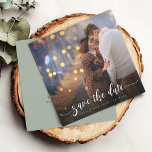 Modern Calligraphy Photo Wedding Save The Date<br><div class="desc">Modern calligraphy with swish tail and your favorite photo wedding announcement save the date.</div>