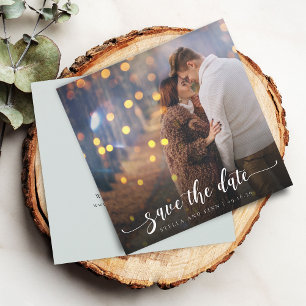 Modern Calligraphy Photo Wedding Save The Date