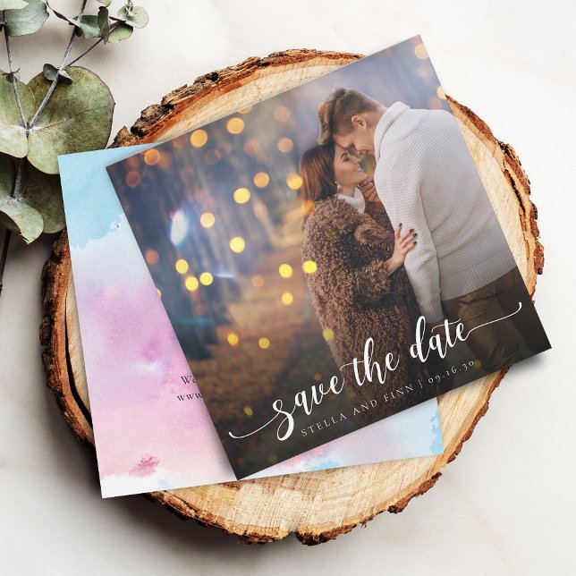 Modern Calligraphy Photo Wedding Save The Date (Modern Calligraphy Photo Wedding Save The Date)