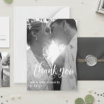 Modern Calligraphy Photo Wedding Thank You Budget  Note Card<br><div class="desc">This design may be personalized in the area provided by changing the photo and/or text. Or it can be customized by clicking Personalize this Template and then choosing the click to customize further option and delete or change the color of the background, add text, change the text color or style,...</div>