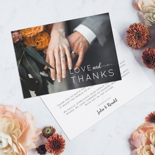 Modern Calligraphy Photo Wedding Thank You Card