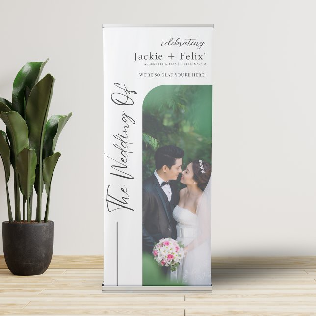 Modern Calligraphy Photo Wedding Welcome Retractable Banner (Creator Uploaded)