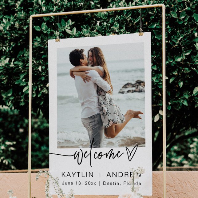 Modern Calligraphy Photo Wedding Welcome Sign (Creator Uploaded)