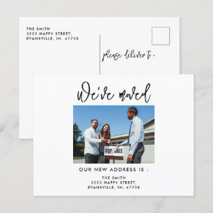 Modern Calligraphy Photo We've Moved New Address  Postcard