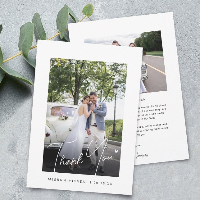 Modern Calligraphy Photos Wedding Thank You Card (Modern Calligraphy Photos Wedding Thank You Card)