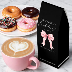 Modern Calligraphy Pink Bow Bachelorette Party Roasted Coffee