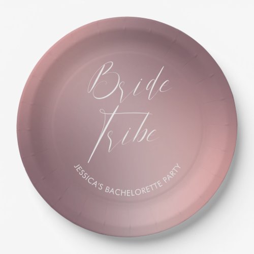 Modern Calligraphy Pink Ombr Bachelorette Party Paper Plates