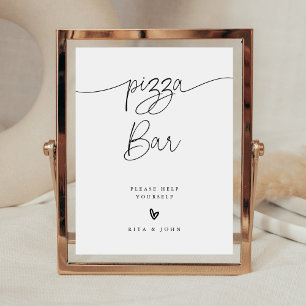 Modern Calligraphy Pizza Bar Wedding Sign