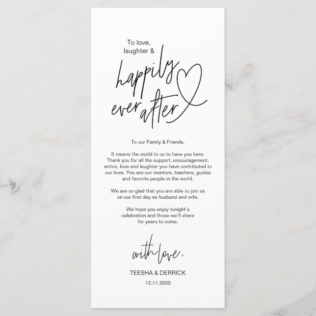 Modern calligraphy Place Setting Thank You Card (Front)