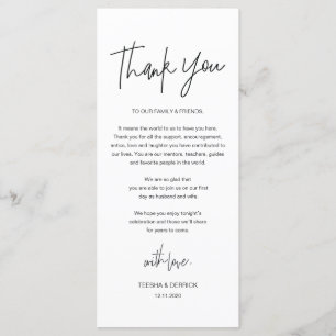 Modern calligraphy Place Setting Thank You Card