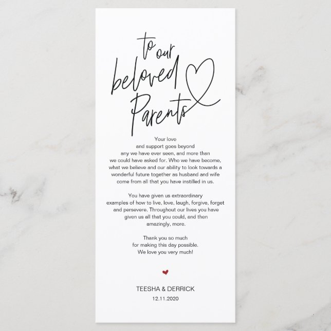 Modern calligraphy Place Setting Thank You Card (Front)
