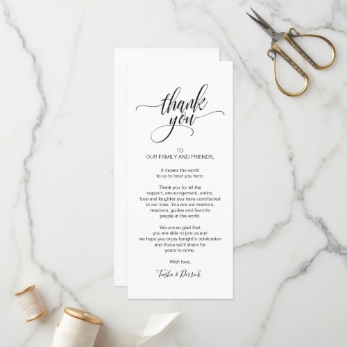 Modern Calligraphy Place Setting Thank you Program