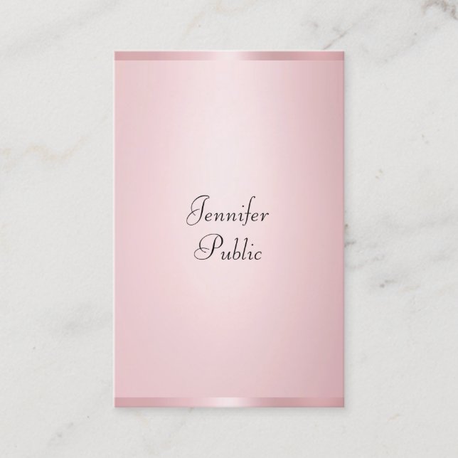 Modern Calligraphy Professional Elegant Rose Gold Business Card (Front)