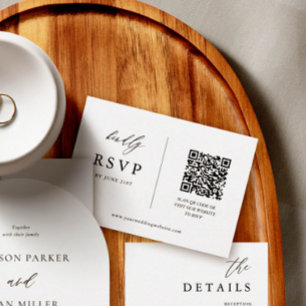 Modern Calligraphy QR Wedding Scan To RSVP Card