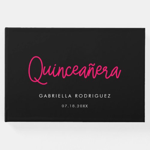 Modern calligraphy Quinceaera 15th birthday Guest Book