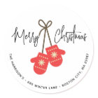 Modern Calligraphy Red Mittens Return Address