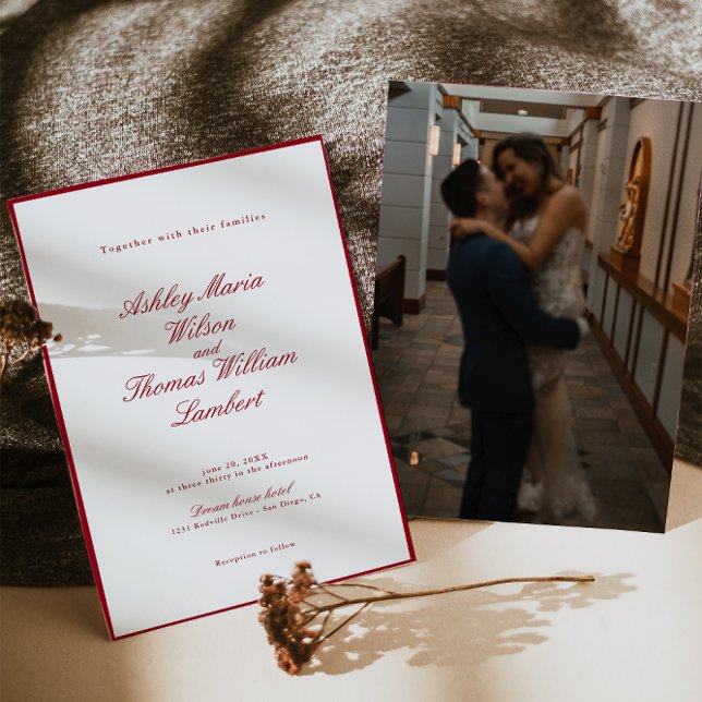 Modern Calligraphy Red Wedding Invitation (Creator Uploaded)