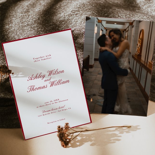 Modern Calligraphy Red Wedding Invitation (Creator Uploaded)