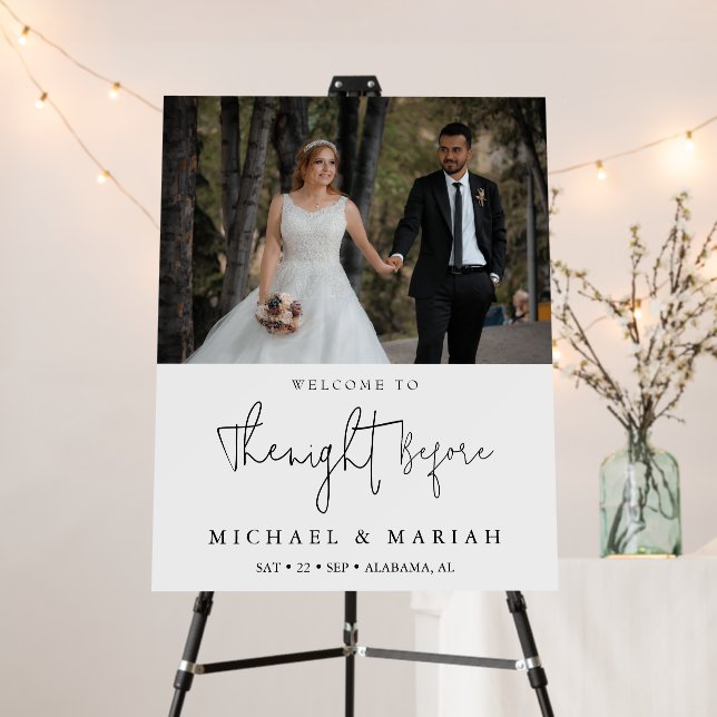 Modern Calligraphy Rehearsal Dinner Photo Wedding Foam Board (In Situ (Stand))