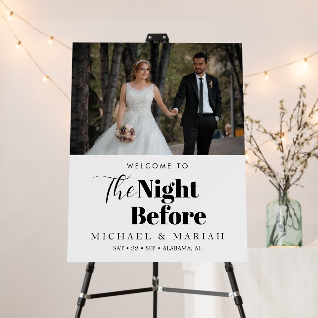 Modern Calligraphy Rehearsal Dinner Photo Wedding Foam Board (In Situ (Stand))