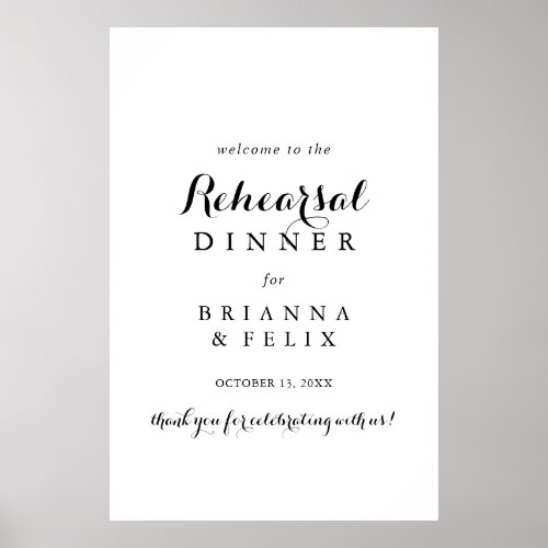 Modern Calligraphy Rehearsal Dinner Welcome Sign