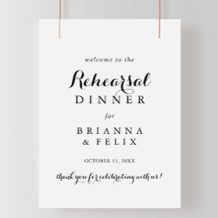 Modern Calligraphy Rehearsal Dinner Welcome Sign