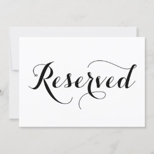 Modern Calligraphy   Reserved Wedding Sign Card