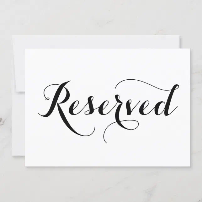 Modern Calligraphy | Reserved Wedding Sign Card | Zazzle