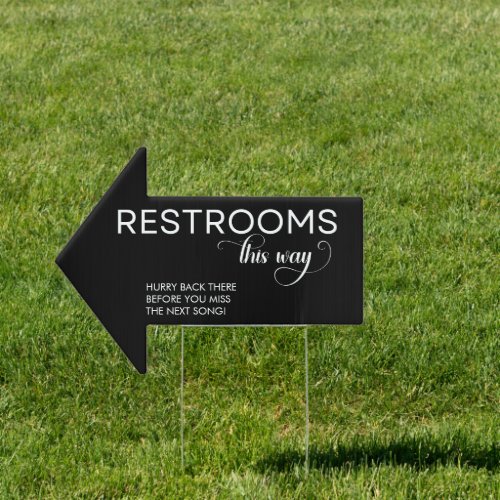 Modern Calligraphy Restrooms This Way Wedding Sign