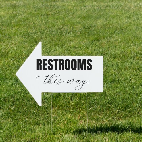 Modern Calligraphy Restrooms This Way Wedding Sign