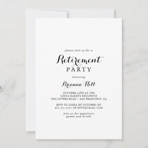 Modern Calligraphy Retirement Party Invitation